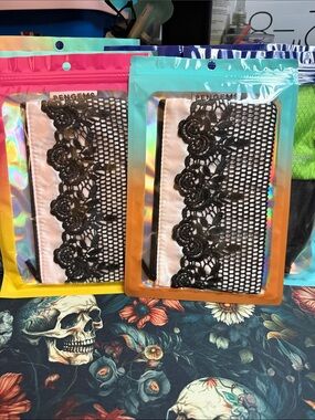 Pengems light pink with black lace small pouch 2 available